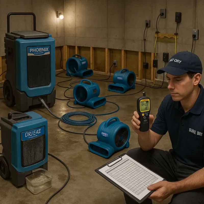 Structural Drying and Dehumidification process in Grape Creek, TX